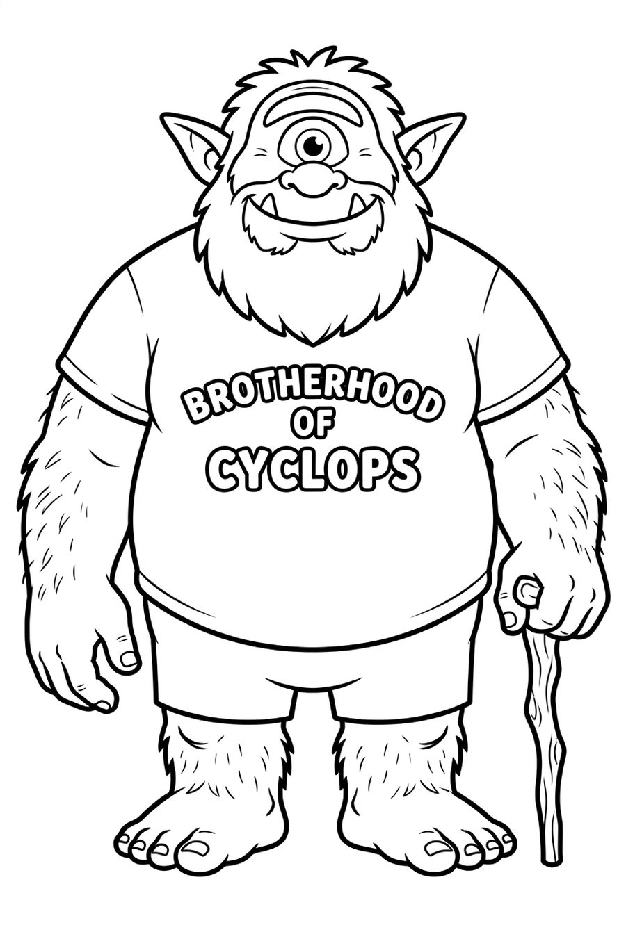 Line-art coloring page: The Cyclops