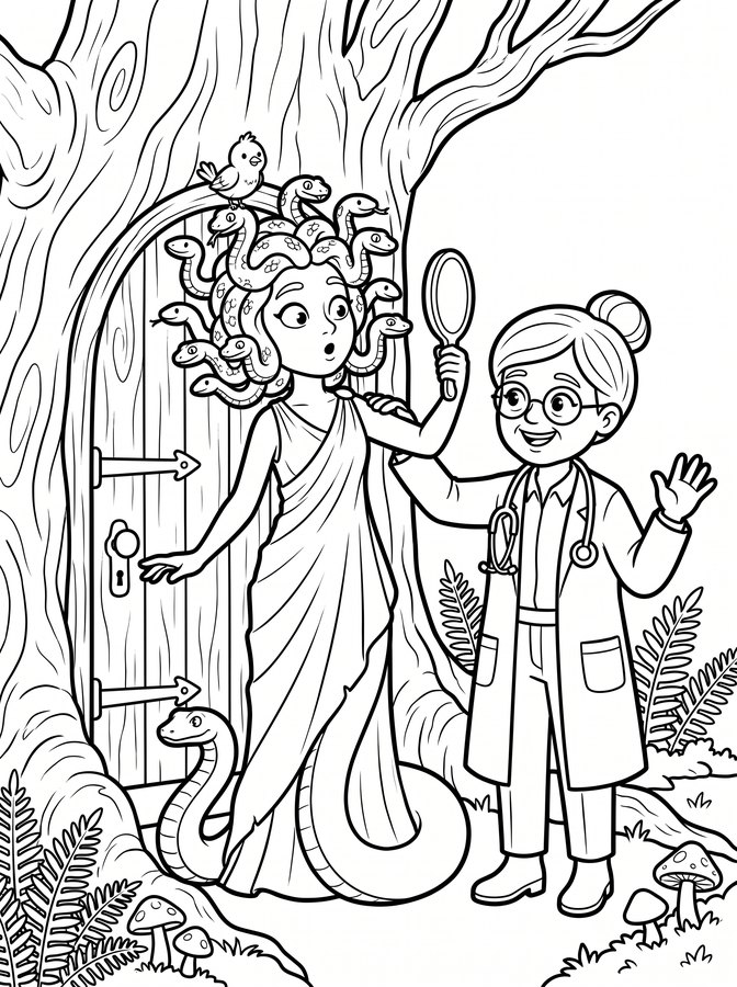 Line-art coloring page: The Doorstop